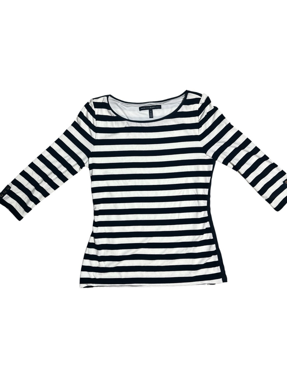 White House Black Market Top Black & White Stripes Size Small - Picture 1 of 5